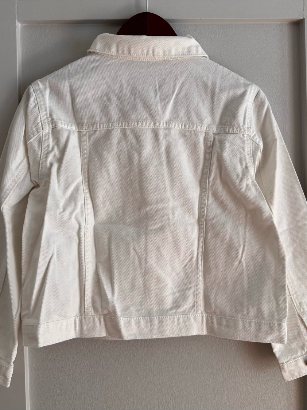 Cropped Cream Denim Jacket - Women's Lightweight Jean Jacket - Picture 5 of 6